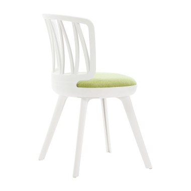 Стул пластиковый VIOLA белый с зеленой подушкой
