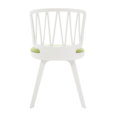 Стул пластиковый VIOLA белый с зеленой подушкой