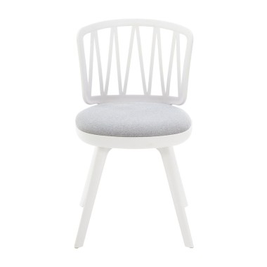 Стул пластиковый VIOLA белый с серой подушкой