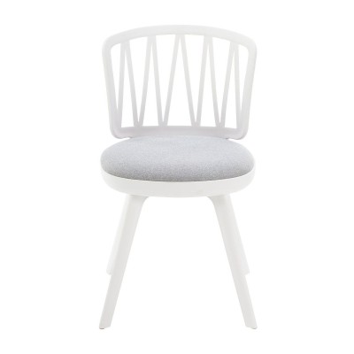 Стул пластиковый VIOLA белый с серой подушкой