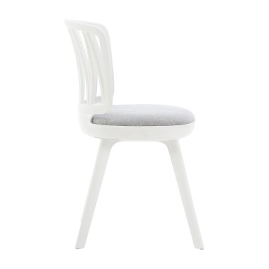Стул пластиковый VIOLA белый с серой подушкой