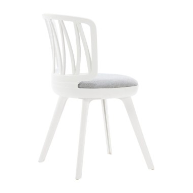 Стул пластиковый VIOLA белый с серой подушкой