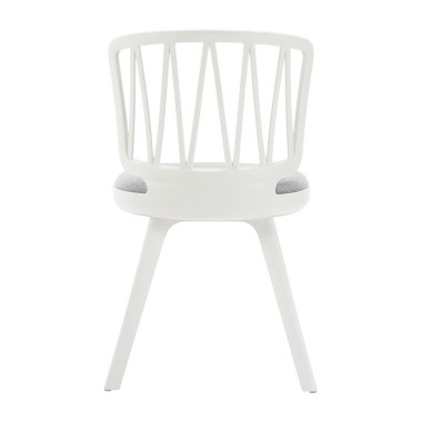 Стул пластиковый VIOLA белый с серой подушкой