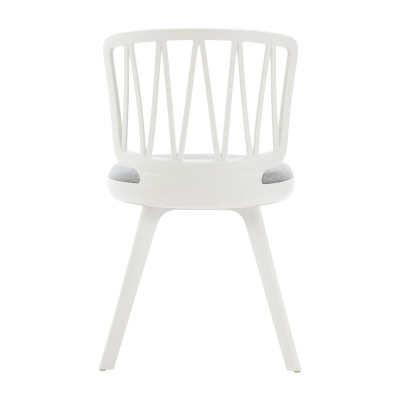 Стул пластиковый VIOLA белый с серой подушкой