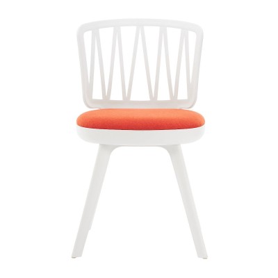 Стул пластиковый VIOLA белый с оранжевой подушкой