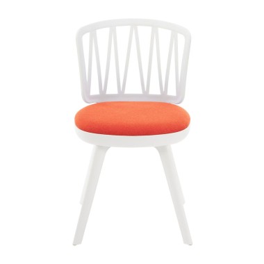 Стул пластиковый VIOLA белый с оранжевой подушкой