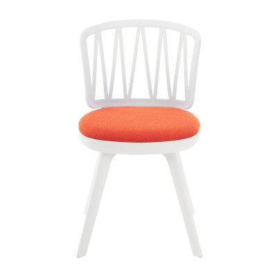 Стул пластиковый VIOLA белый с оранжевой подушкой