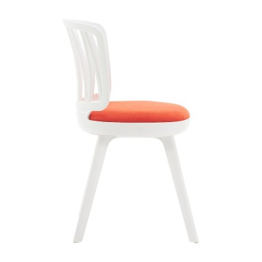 Стул пластиковый VIOLA белый с оранжевой подушкой