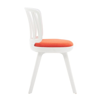 Стул пластиковый VIOLA белый с оранжевой подушкой