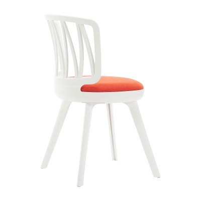 Стул пластиковый VIOLA белый с оранжевой подушкой
