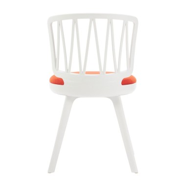 Стул пластиковый VIOLA белый с оранжевой подушкой