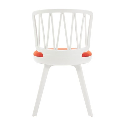Стул пластиковый VIOLA белый с оранжевой подушкой