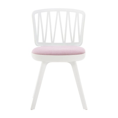 Стул пластиковый VIOLA белый с розовой подушкой