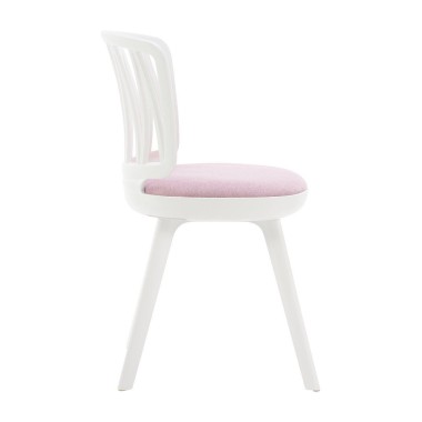 Стул пластиковый VIOLA белый с розовой подушкой