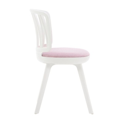 Стул пластиковый VIOLA белый с розовой подушкой