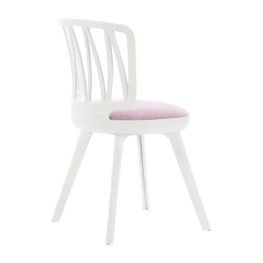 Стул пластиковый VIOLA белый с розовой подушкой
