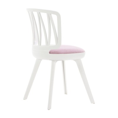 Стул пластиковый VIOLA белый с розовой подушкой