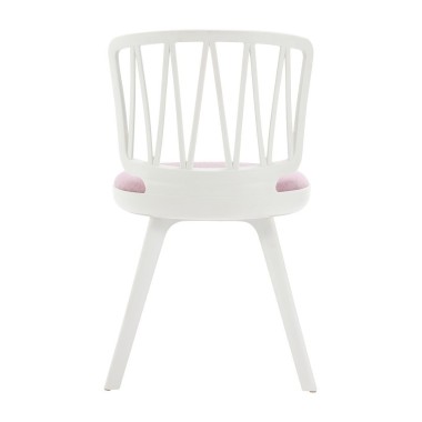 Стул пластиковый VIOLA белый с розовой подушкой