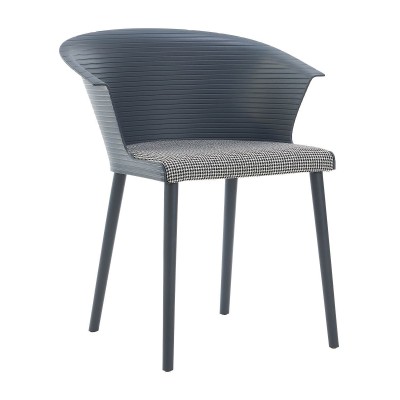 Стул пластиковый MALTA серый с подушкой гусиные лапки