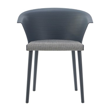 Стул пластиковый MALTA серый с подушкой гусиные лапки