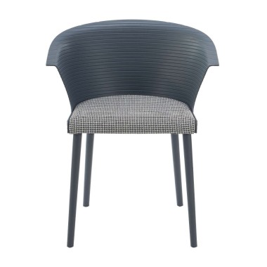 Стул пластиковый MALTA серый с подушкой гусиные лапки