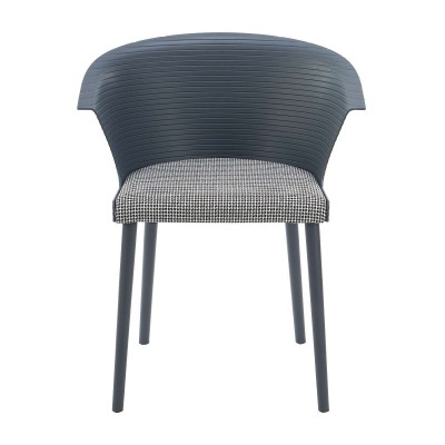 Стул пластиковый MALTA серый с подушкой гусиные лапки