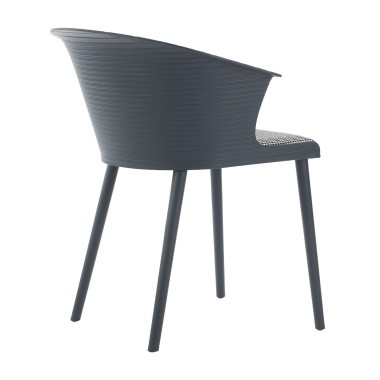 Стул пластиковый MALTA серый с подушкой гусиные лапки