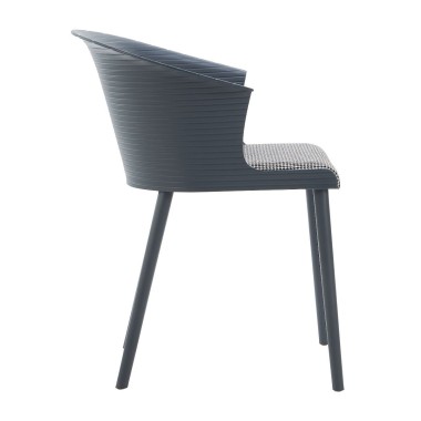 Стул пластиковый MALTA серый с подушкой гусиные лапки