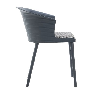 Стул пластиковый MALTA серый с подушкой гусиные лапки