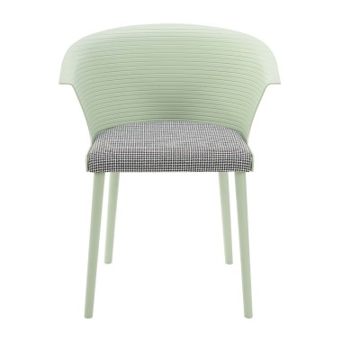 Стул пластиковый MALTA салатовый с подушкой гусиные лапки