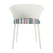 Стул пластиковый MALTA белый с подушкой цветные полосы
