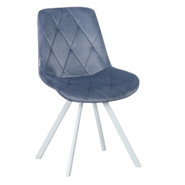 Стул мягкий GUSTAF 360, велюр, серо-голубой/белый