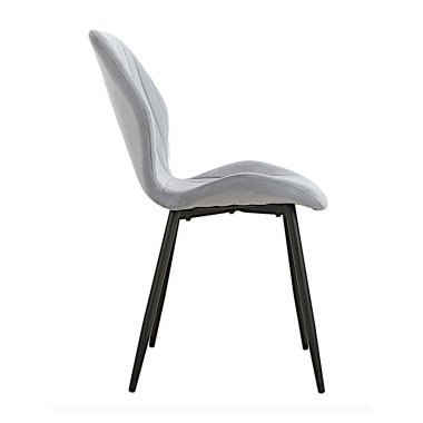 Стул мягкий MOLLY велюр серо-голубой/черный