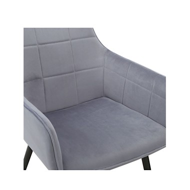 Стул-кресло STELLA велюр серо-голубой/черный