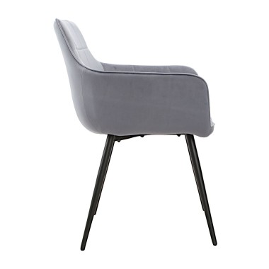 Стул-кресло STELLA велюр серо-голубой/черный