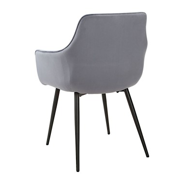 Стул-кресло STELLA велюр серо-голубой/черный