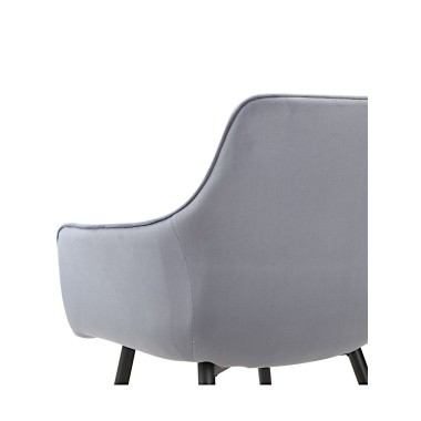 Стул-кресло STELLA велюр серо-голубой/черный