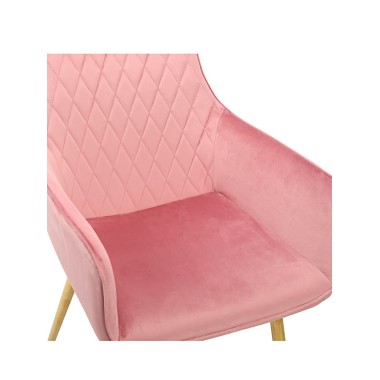 Стул-кресло CATALINA велюр розовый/золотой