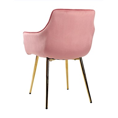 Стул-кресло CATALINA велюр розовый/золотой