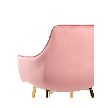 Стул-кресло CATALINA велюр розовый/золотой