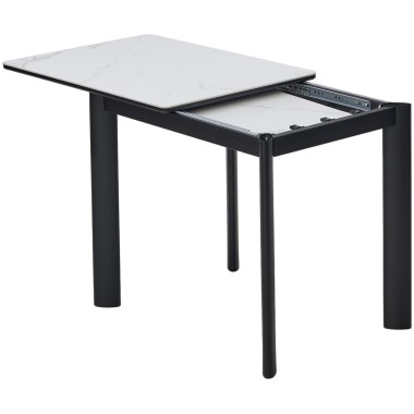 Стол обеденный раздвижной ТЕТ-А-ТЕТ 90 белый мрамор/Черный