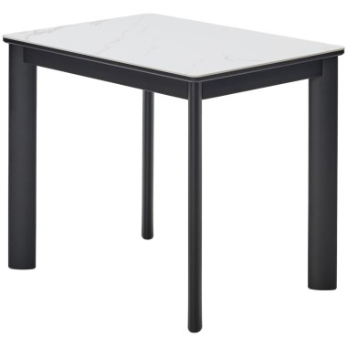 Стол обеденный раздвижной ТЕТ-А-ТЕТ 90 белый мрамор/Черный