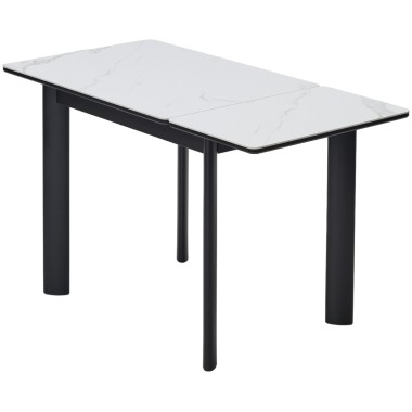 Стол обеденный раздвижной ТЕТ-А-ТЕТ 90 белый мрамор/Черный