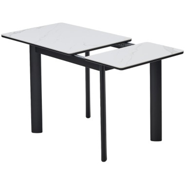 Стол обеденный раздвижной ТЕТ-А-ТЕТ 90 белый мрамор/Черный