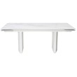 Стол обеденный раздвижной МОЦАРТ 200 стекло Белый мрамор/Белый
