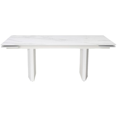 Стол обеденный раздвижной МОЦАРТ 200 стекло Белый мрамор/Белый