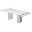 Стол обеденный раздвижной МОЦАРТ 200 стекло Белый мрамор/Белый