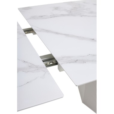Стол обеденный раздвижной МОЦАРТ 200 стекло Белый мрамор/Белый