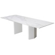 Стол обеденный раздвижной МОЦАРТ 200 стекло Белый мрамор/Белый