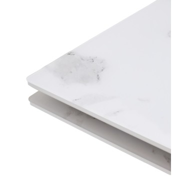 Стол обеденный раздвижной МОЦАРТ 200 стекло Белый мрамор/Белый